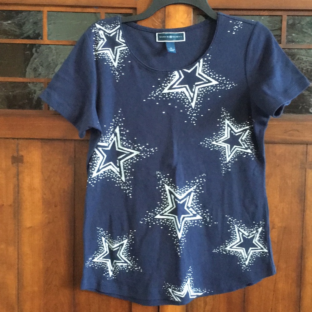 Karen Scott Blue with Silver Stars shirt